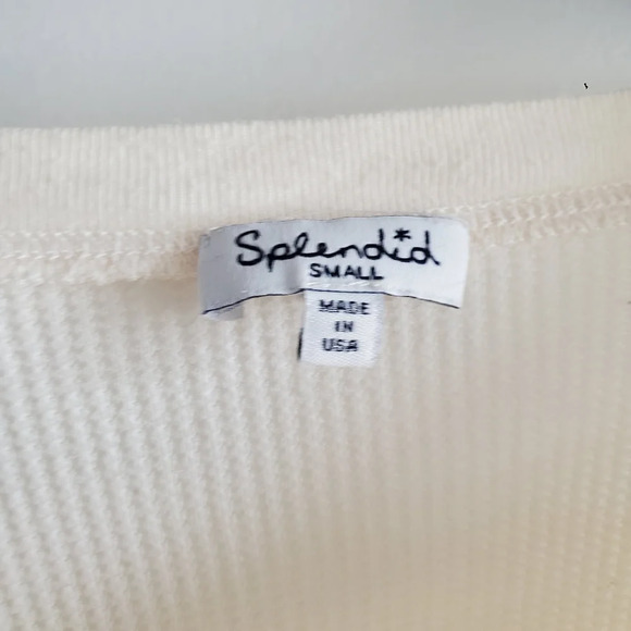 Splendid Size S Cream Waffle Knit 3/4 sleeve shirt - Picture 3 of 9